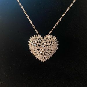 Sterling silver and zirconia large heart pendant